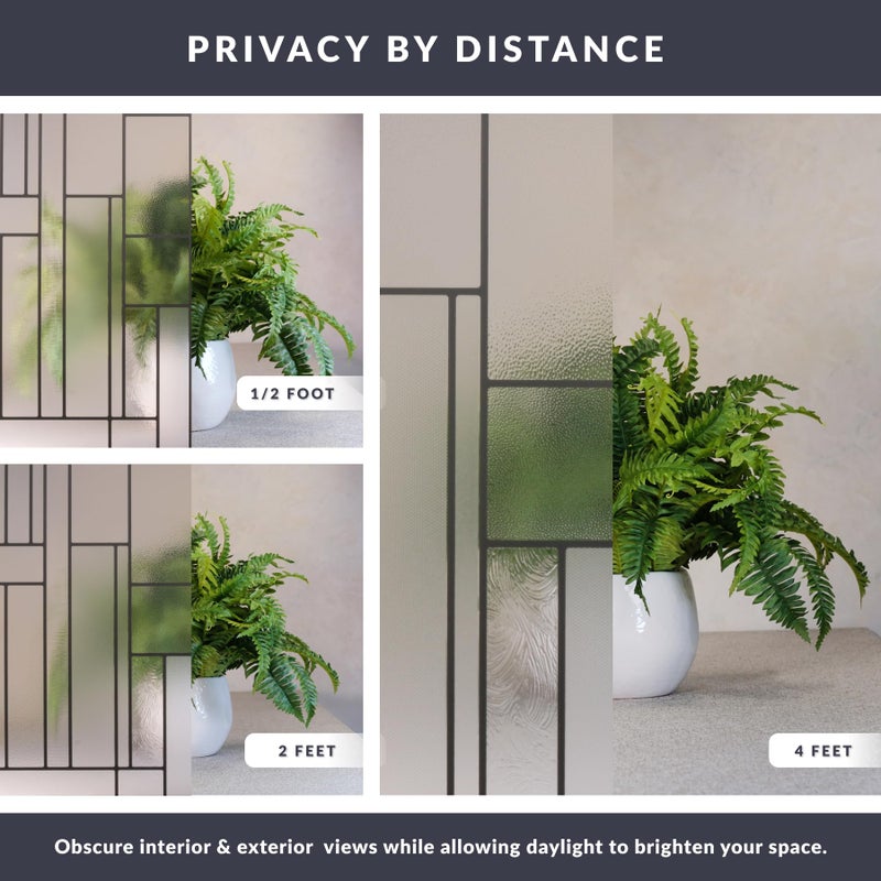 Artscape Skyline 36 x 72 Inch Window Film, Made in USA â€“ Provides Privacy, Non-Adhesive, Textured Leaded Glass Pattern, UV Protection, Easy to Apply and Removable - Image 4