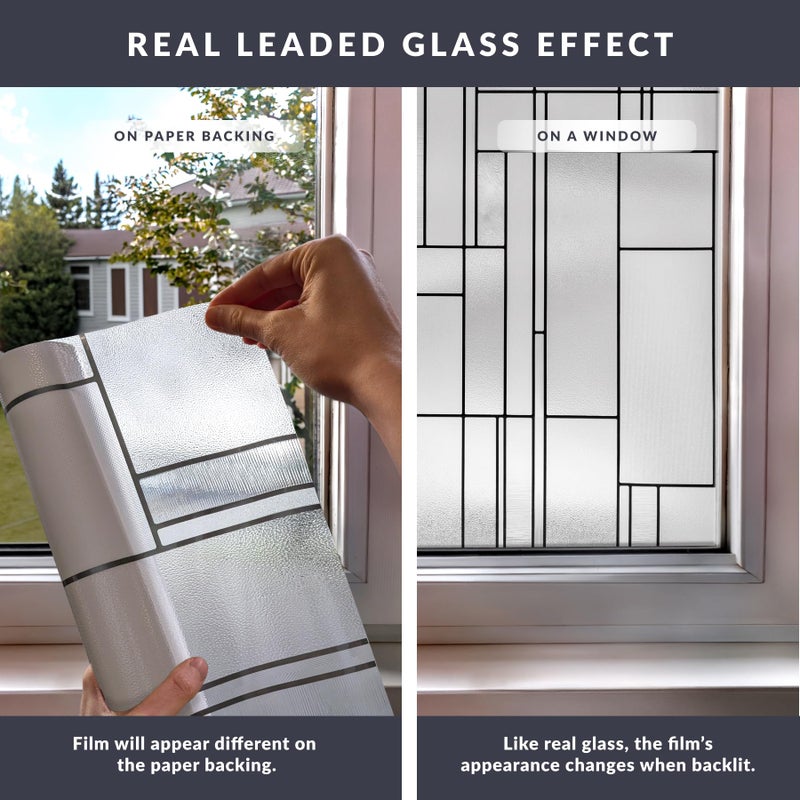 Artscape Skyline 36 x 72 Inch Window Film, Made in USA â€“ Provides Privacy, Non-Adhesive, Textured Leaded Glass Pattern, UV Protection, Easy to Apply and Removable - Image 5