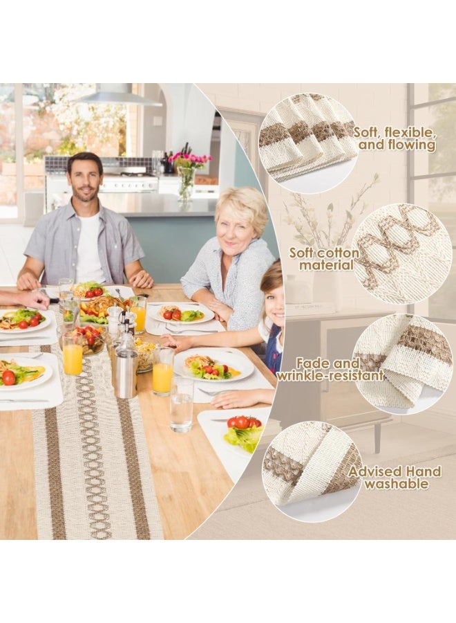 فلاي رود مفرش طاولة خريفي بتصميم بوهو - مكرمية ريفية مع شرابات، لون بني كريمي، مناسب لتناول الطعام الريفي الحديث، مناسب لمطبخ المنزل وحفلات الأعياد وحفلات الزفاف (30×220 سم) - Image 5
