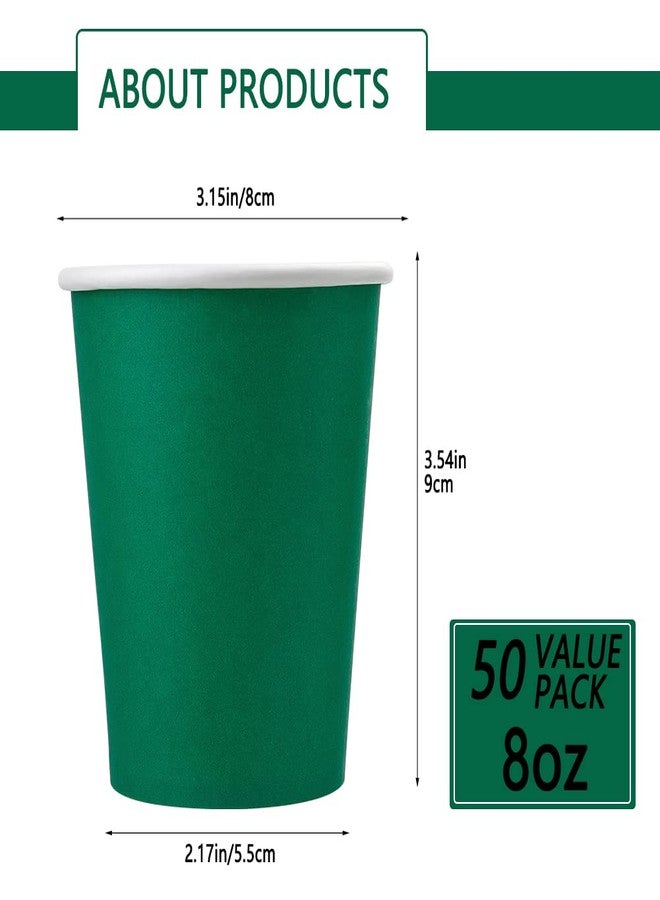 Fedmut 8 OZ Disposable Paper Cups, 50 Packs Coffee Drinking Cups,Hot Beverage Paper Party Cups, Disposable Cups for Water,Coffee,Juice,Party (Green) - Image 2