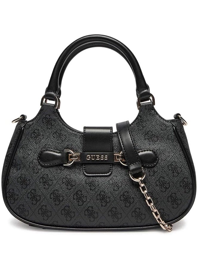 GUESS Nolana Monogram Crescent Shoulder Bag – Charcoal Black - Image 1