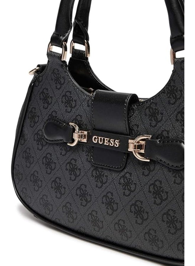 GUESS Nolana Monogram Crescent Shoulder Bag – Charcoal Black - Image 4