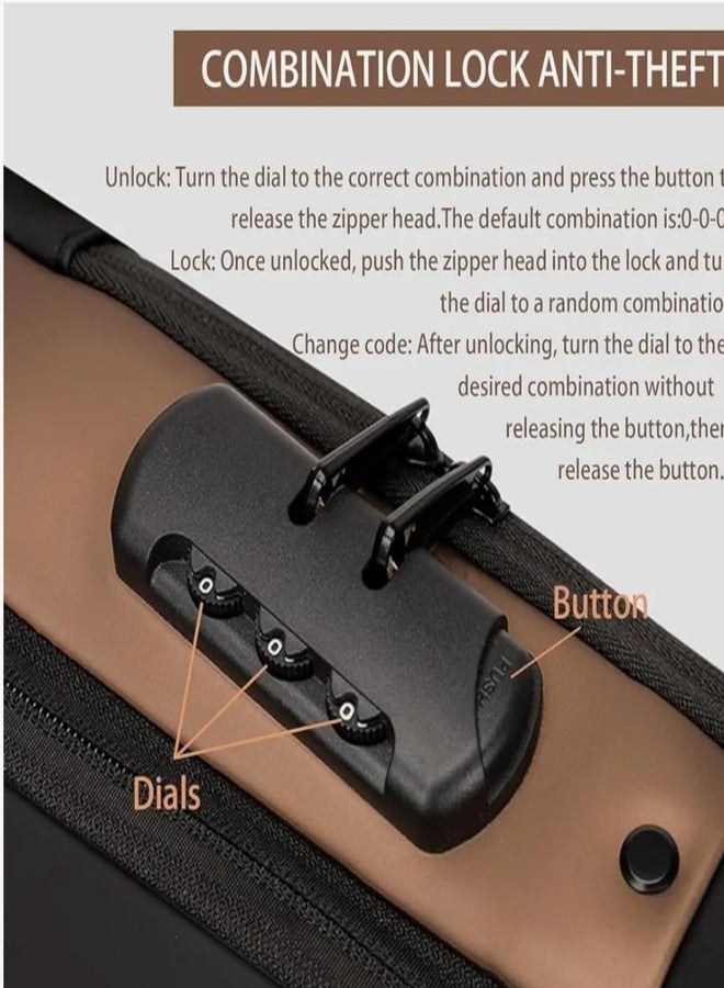 SWEEVAN Anti-Theft Sling Backpack with USB Port, Waterproof Crossbody Bag for Travel, Black and Bronze - Image 3