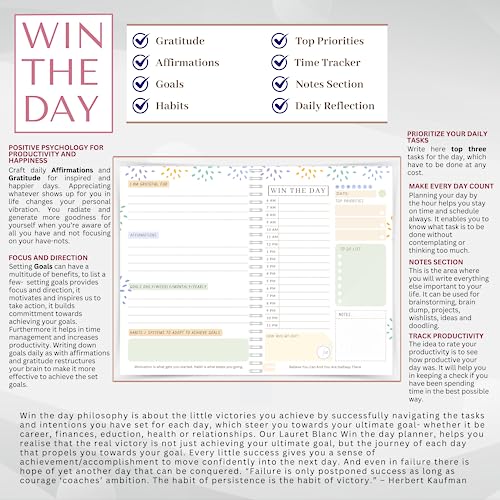 LAURET BLANC Win The Day Daily Planner, To Do List, Affirmation and Gratitude Journal- A5, 90 GSM, 160 Pages, Plan for 80 Days. (Style 16) - Image 4