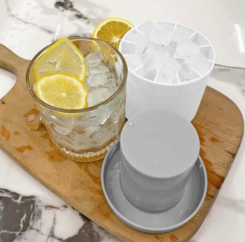 MVM Enterprise Silicone Ice Cube Molds Cylinder Ice Cube Maker Cup Upgrade 3D Ice Press Type Easy Release Holds to 60 Ice Cubes Portable Ice Bucket Multi Color Mold for Freezer - Image 3
