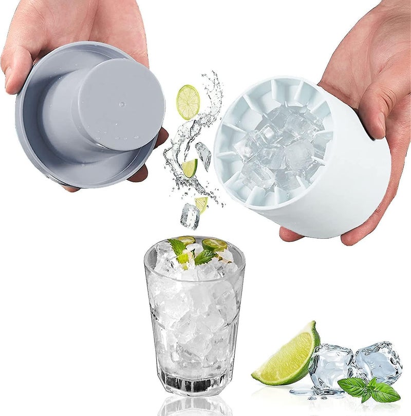 MVM Enterprise Silicone Ice Cube Molds Cylinder Ice Cube Maker Cup Upgrade 3D Ice Press Type Easy Release Holds to 60 Ice Cubes Portable Ice Bucket Multi Color Mold for Freezer - Image 2