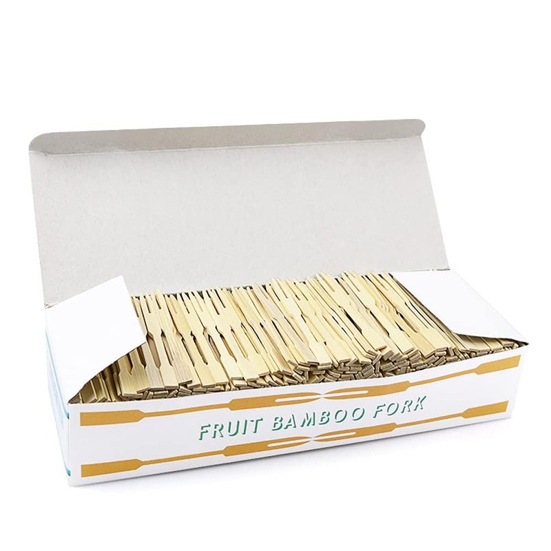 UPlama UPlama 750Pcs Bamboo ForksWooden Appetizer Forks for Appetizer Cocktail Fruit Pastry Dessert34inch 