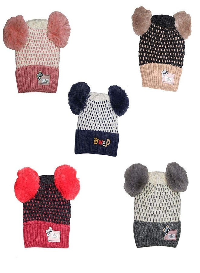 Malvina Infant Toddler Beanie Knit Hat Winter Twist Double Pom Pom Wool Knitted Cap,(Pink)-(Size-1 Years-3 Years) - Image 2