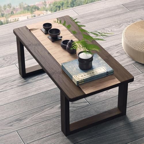 Runam Woods Simple&Premium Japanese Style Low Height Floor Meditation/Tea/Coffee/Tatami Table for Living Room, Bedroom, Solid Wood Low Study/Laptop Desk Table. (76-cm Long) - Image 1