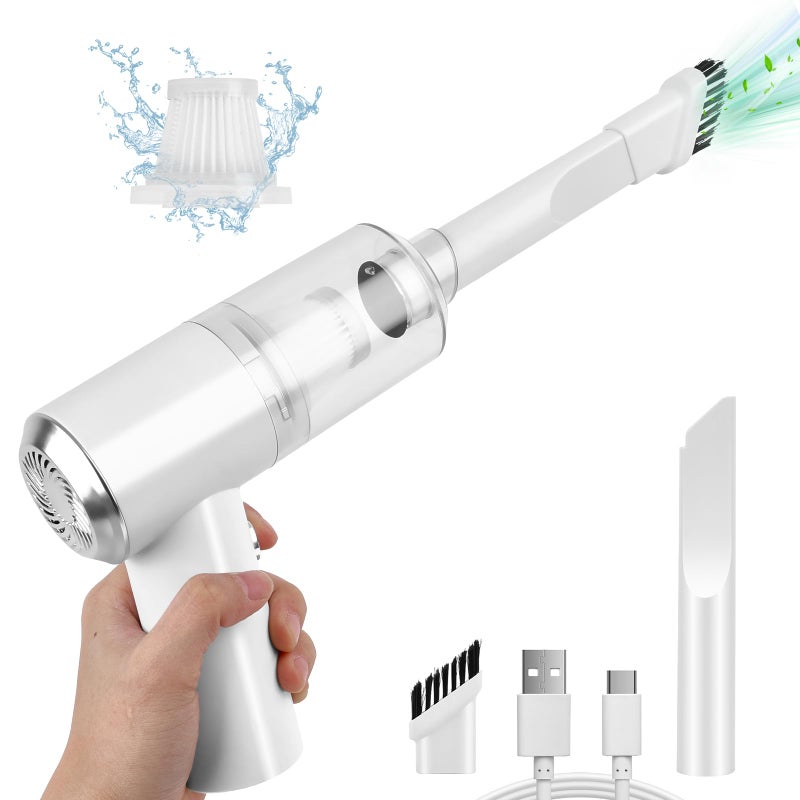 مكنسة سيارة صغيرة أولويا 4500 با Portable Cordless RechargeableTiny Handheld Vacuum Computer Hand Vacuum للوحة المفاتيح واللابتوب مكنسة يدوية صغيرة للسيارة والمنزل V01 أبيض