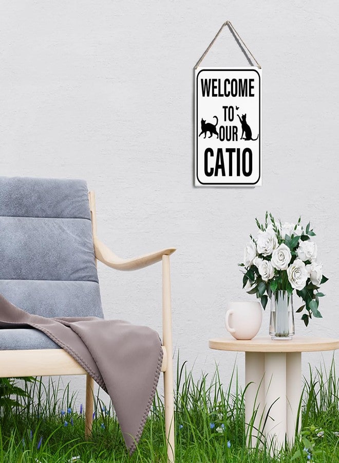 GUDIAO Welcome to Our Catio Signs Wall Decor Rustic Cat Lovers Wooden Hanging Sign Decoration for Home Door 8 x 10 - Image 5