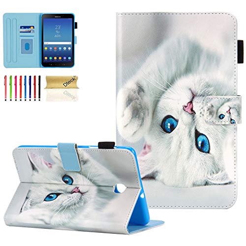 Dteck Case for Galaxy Tab A 8.0 (2018 Model), SM-T387 Case, Folio Protective Leather Case with [Adjustable Viewing Stand/Card Slots] for Samsung Galaxy Tab A 8-inch 2018 Release SM-T387, Cute Cat - Image 1