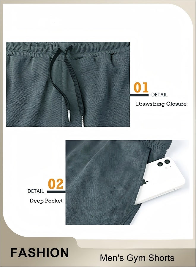 Men's Shorts, 5" Gym Workout Short, Quick Dry Active Running Shorts, Lightweight Athletic Shorts With Pockets, Drawstring Running Shorts For Men, Breathable Bodybuilding Training Short Pants(L) - Image 3