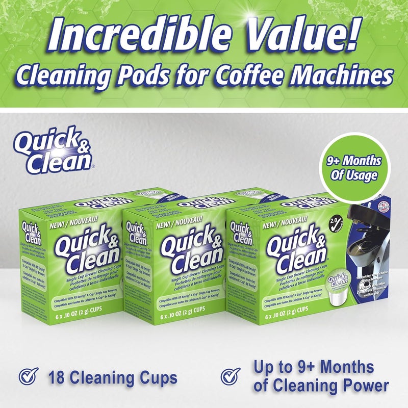 QUICK CLEAN [18-Pack] Cleaning Pods - K Cup Cleaner Pods for Keurig - 2.0 Coffee Machine Compatible, Removes Stains, Non-Toxic and Eco-Friendly - Image 5
