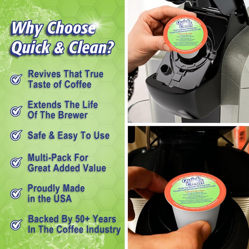 QUICK CLEAN [18-Pack] Cleaning Pods - K Cup Cleaner Pods for Keurig - 2.0 Coffee Machine Compatible, Removes Stains, Non-Toxic and Eco-Friendly - Image 3