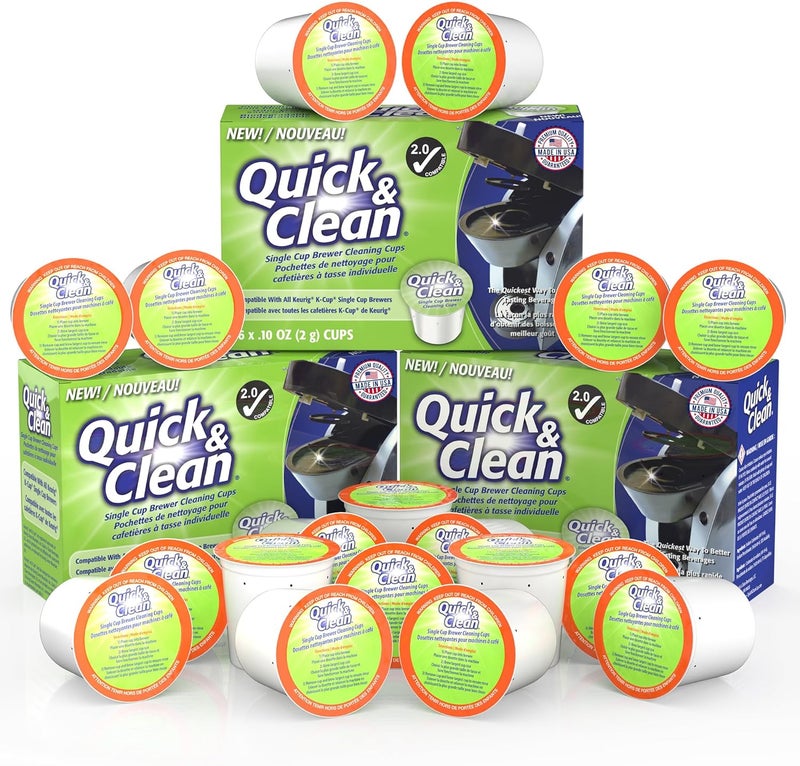 QUICK CLEAN [18-Pack] Cleaning Pods - K Cup Cleaner Pods for Keurig - 2.0 Coffee Machine Compatible, Removes Stains, Non-Toxic and Eco-Friendly - Image 1