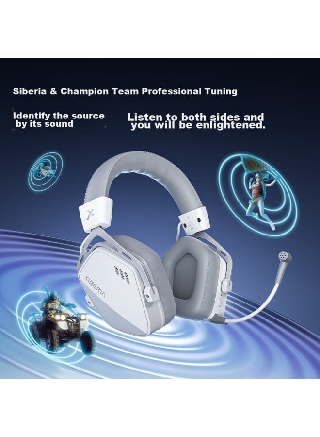 Xiberia K03s2.4g True Wireless Bluetooth Gaming Headset Headphones For Phone Low Latency E-sports Dedicated Triple-mode Smart Display Computer Headphones Glacier White - Image 4