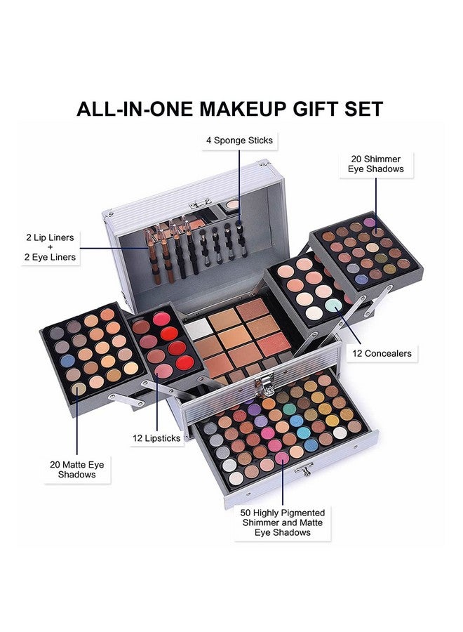 UNIFULL 132 Color All- In- One Makeup For Women Full Kit,Professional Makeup Kit,Makeup Gift Set for Women,Girls&Teens,Include eyeshadow/lipstick/concealer/Lip Gloss/Eyeliner/Mascara（006N2-Silver） - Image 2
