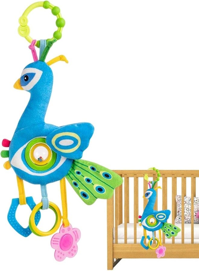 FabeKee Baby Station Baby Crib & Stroller Plush Playing Toy Car Hanging Rattles (P-Owl) - Multi (Peacock Soft) - Image 2