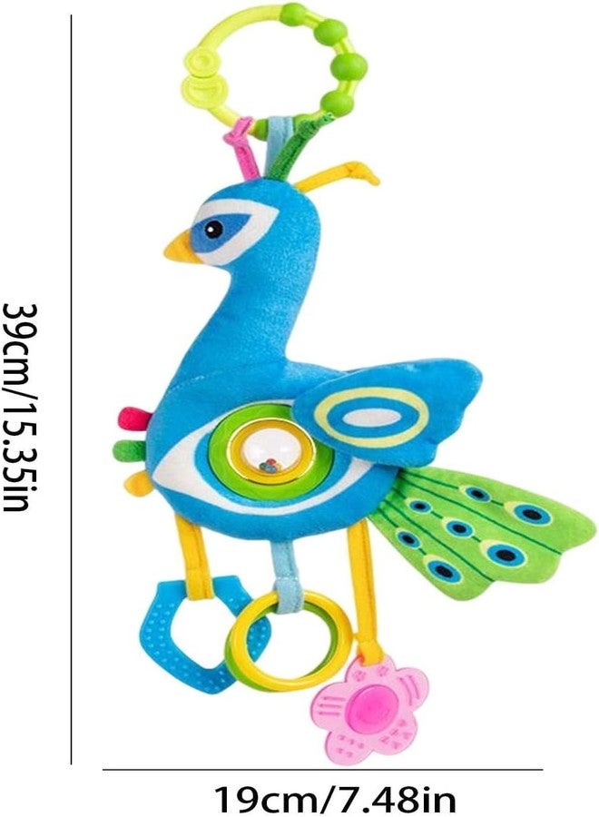 FabeKee Baby Station Baby Crib & Stroller Plush Playing Toy Car Hanging Rattles (P-Owl) - Multi (Peacock Soft) - Image 5