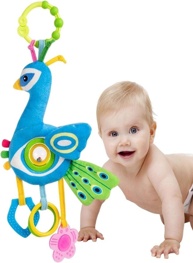 FabeKee Baby Station Baby Crib & Stroller Plush Playing Toy Car Hanging Rattles (P-Owl) - Multi (Peacock Soft) - Image 4