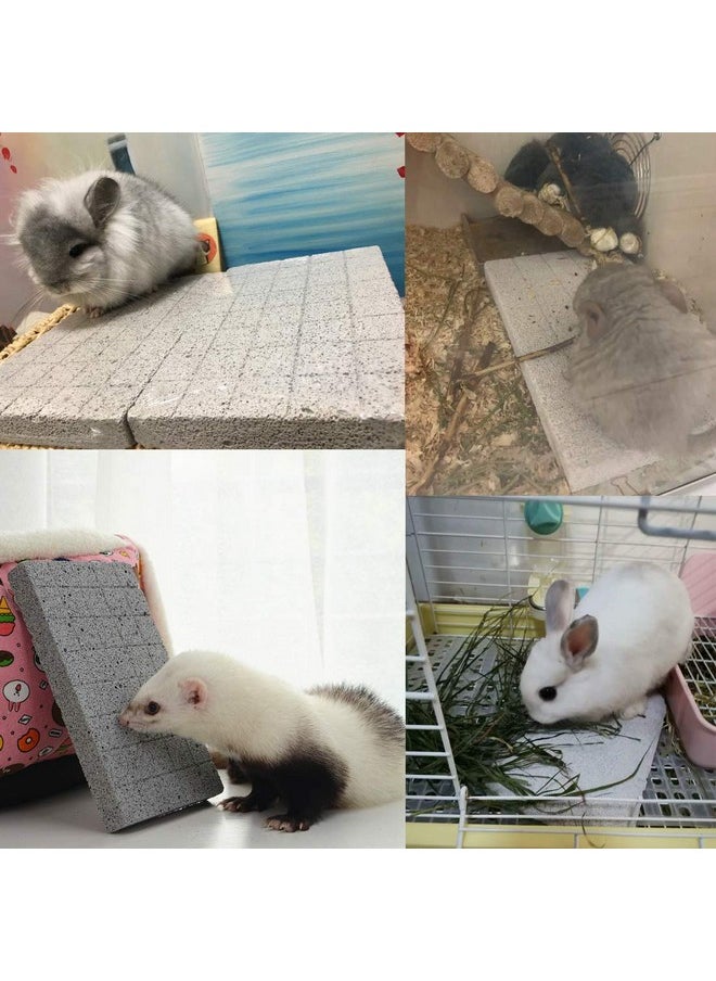 Hamiledyi - Hamiledyi Rabbit Scratch Foot Pads Bunny Grinding Claw Pad 2 PCS Natural Small Animal Hamster Lava Stone for Teeth Grinding Rabbit Scratching pad Chew Toy for Guinea Pig Rat Gerbil Chinchilla Hedgehog - Image 1