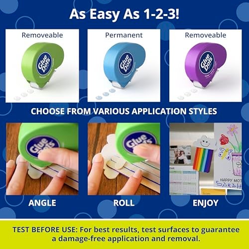 Glue Dots لاصقات الغراء دوت إن جو - حزمة مشاريع مع 200 لاصقة دائمة، لاصقة ملصقات، ولاصقات قابلة للإزالة مزدوجة الوجه لكل منها، 3/8 بوصة - Image 3