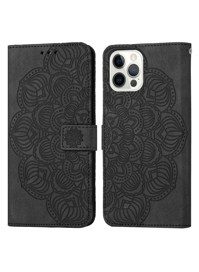 S-TOP Case For iPhone 14 Pro Mandala Embossed Flip Leather Phone Case - Image 1