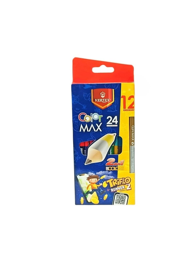 علبة ألوان خشب مزدوجة الطرف 24 لون VS-0416  Color MAX
