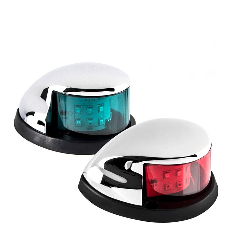 Sebnux LED Boat Navigation Light Red and Green LED Marine Navigation Light Boat Bow Light for Pontoon and Small Boat (Silver) - Image 1