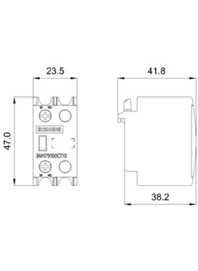 Siemens Auxiliary Switch – Front 2NO for 3MT7 and 3MH7 Contactors Screw terminal (Model number - 3MH7920-0CT10) - Image 2