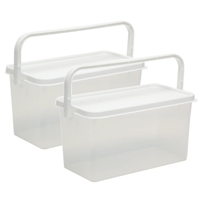 POLYPROPYLENE PICK N CARRY MULTIPURPOSE STORAGE BOX WITH LID 33 LITRE 100 FOOD GRADE DISHWASHER SAFE FREEZER SAFE RECYCLABLE WHITEPACK OF 2