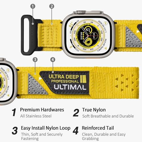 ULTIMAL Compatible witch Apple Watch 321 Series 1110987654SESE2SE3Nylon StarsStripes Flag Woven Strap for men 49mm 46mm 45mm 44mm - Image 3