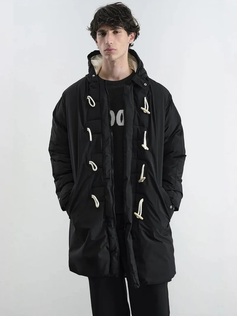 Giesto Black GIESTO Thick Hooded Puffer Down Coat with Pocket for Men | Best Price UAE