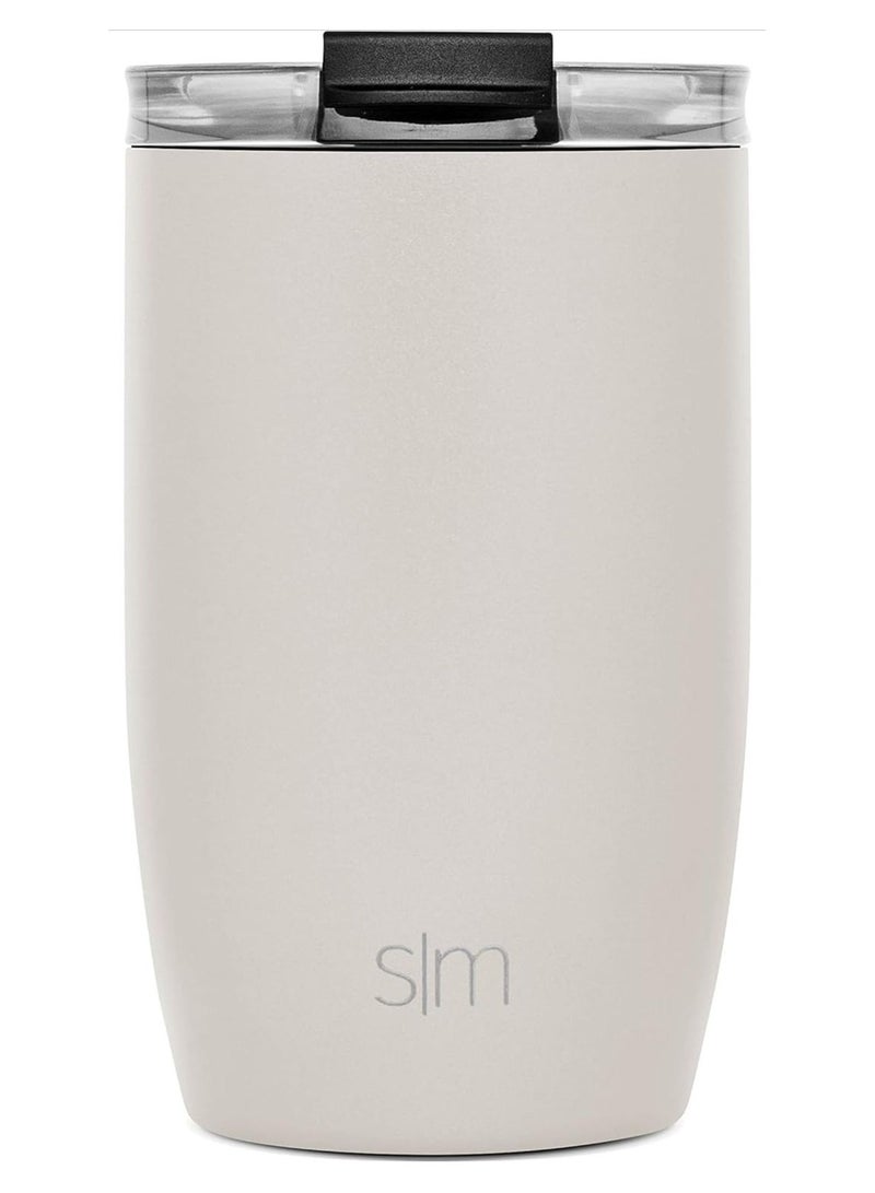 سيمبل مودرن كوب قهوة للسفر مع غطاء قابل للطي | ترمس معزول من الفولاذ المقاوم للصدأ قابل لإعادة الاستخدام لتحضير القهوة المثلجة | هدايا للنساء والرجال له ولها | مجموعة فوييجر | 12 أونصة | بيج - Image 4