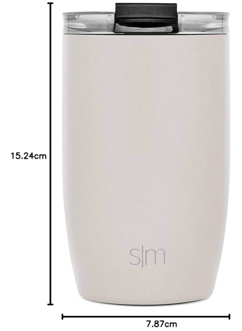 سيمبل مودرن كوب قهوة للسفر مع غطاء قابل للطي | ترمس معزول من الفولاذ المقاوم للصدأ قابل لإعادة الاستخدام لتحضير القهوة المثلجة | هدايا للنساء والرجال له ولها | مجموعة فوييجر | 12 أونصة | بيج - Image 2