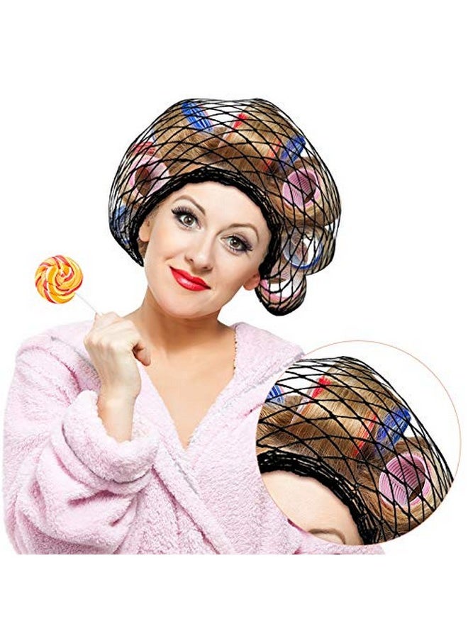 Chuangdi 2 Pieces Cotton Triangle Hair Net For Rollers Women Hair Net Mesh Hair Net Sleeping Crochet Hair Net Women Sleep Net Triangular Hair Setting Net For Sleeping Black 35 X 35 X 57 Inches  - Image 4