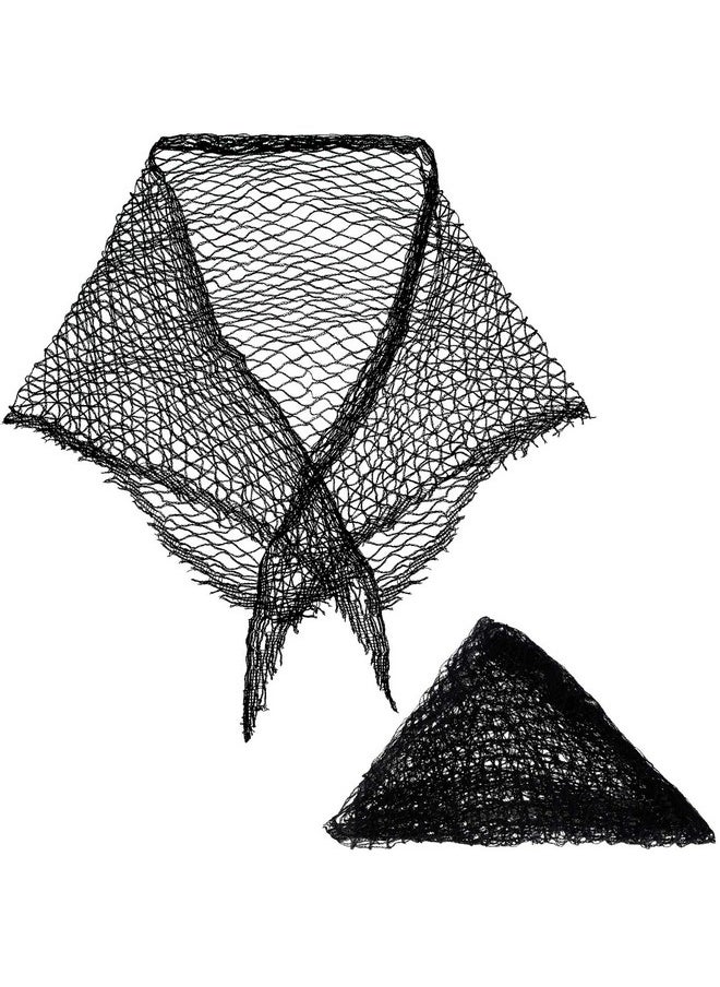 Chuangdi 2 Pieces Cotton Triangle Hair Net For Rollers Women Hair Net Mesh Hair Net Sleeping Crochet Hair Net Women Sleep Net Triangular Hair Setting Net For Sleeping Black 35 X 35 X 57 Inches  - Image 2