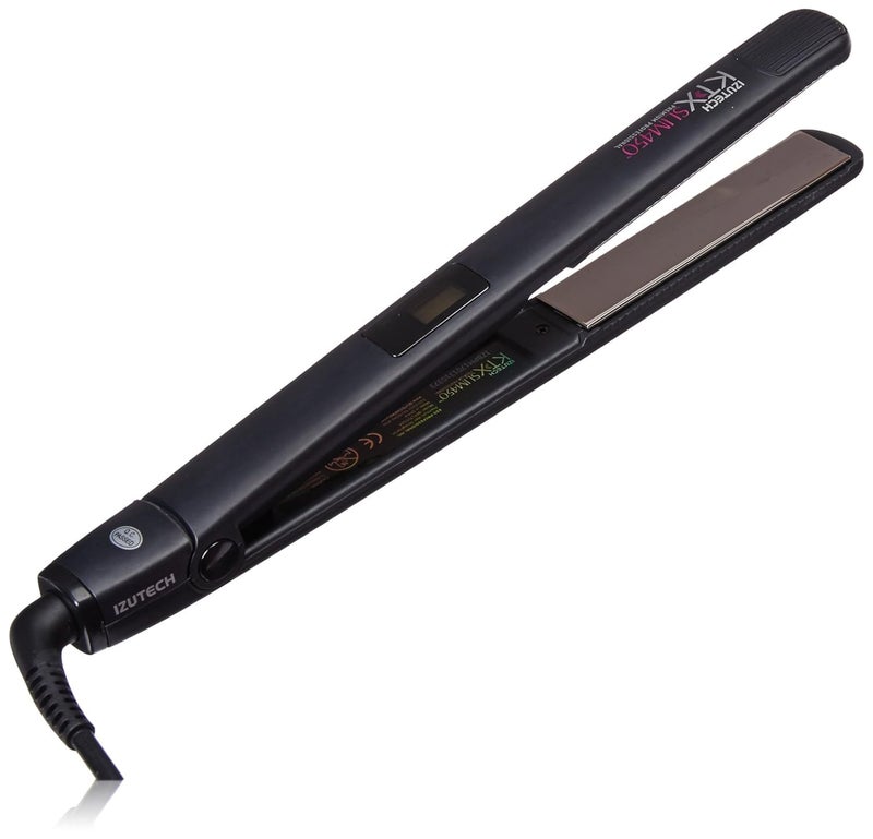 IZUTECH KTX Slim450 Titanium  1Inch Professional Flat Iron with Adjustable Heat to 450 degrees Dual Voltage Auto Shutoff