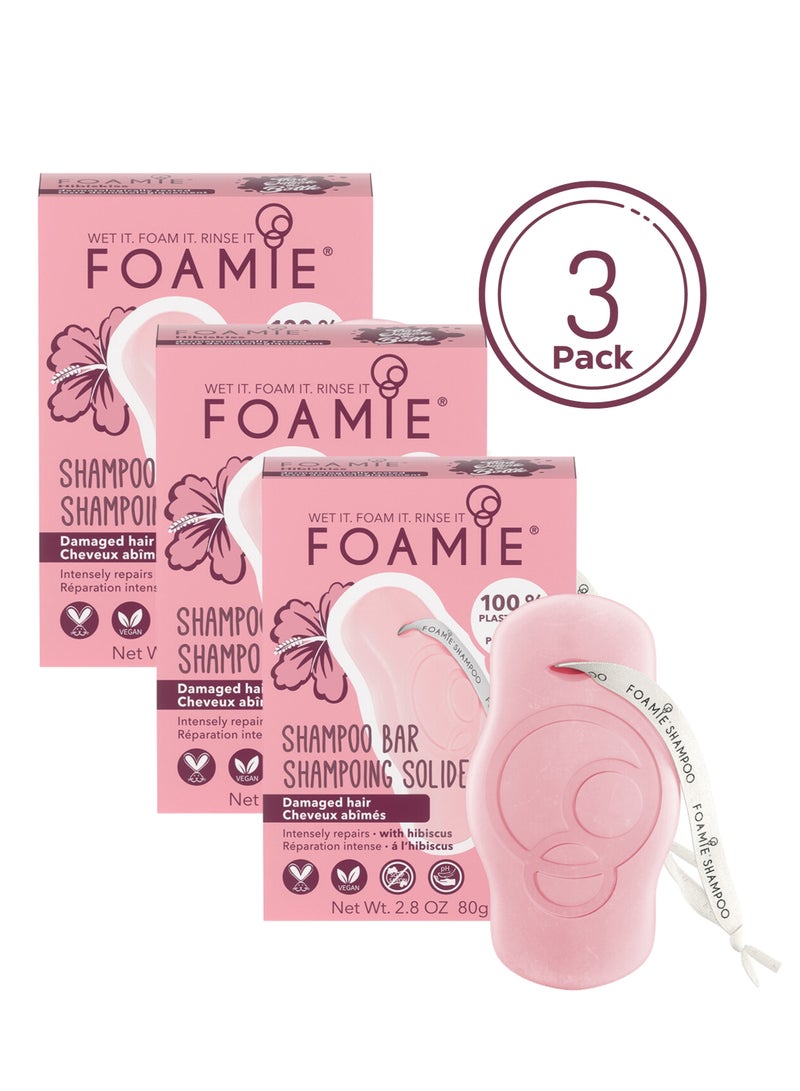 FOAMIE Hibiscus Shampoo Bar for Damaged Hair Pack of 3 - Image 1