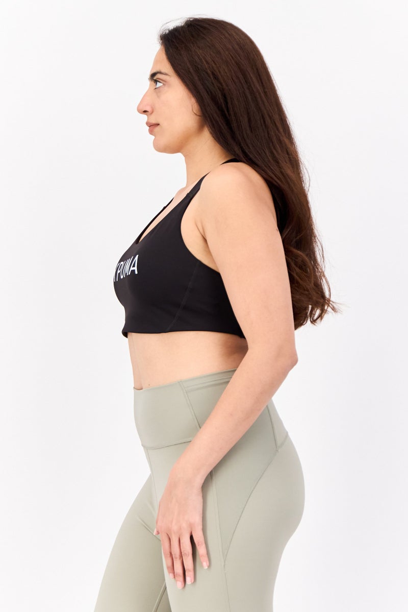 PUMA Women Brand Logo Padded Sports Bra, Black - Image 2