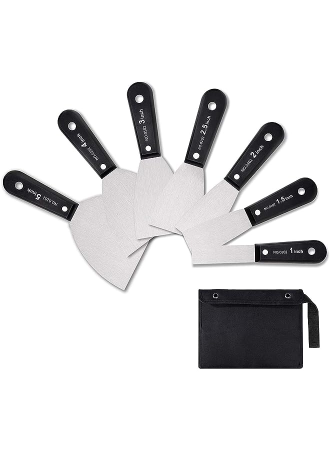 IAF Pieces Filling Knife Wall Paint Scrapers and Putty Knives Wallpaper Scrapers Set with Anti-Slip Handle, Plastering Tools Filler Knives Set with Tool Bag, Drywall Knife, Spackle Knife, Hand Tools - Image 1
