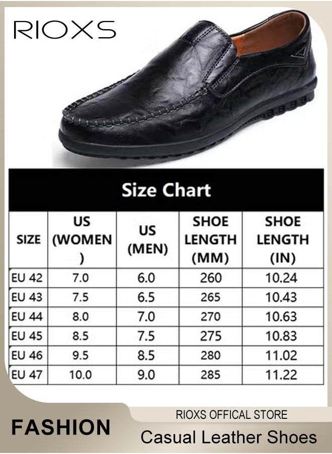 RIOXS - Mens Business Formal Shoes, Faux Leather Shoes, Round Toe Fashion Oxford Flat Shoes, Slip-on Loafers Shoes For Work And Daily Wear, Casual Penny Loafers For Men, Comfy Lightweight Driving Flats - Image 1