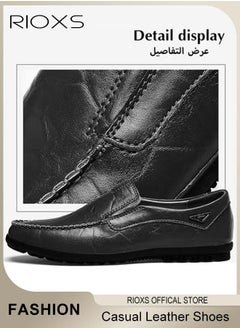 RIOXS Mens Business Formal Shoes, Faux Leather Shoes, Round Toe Fashion Oxford Flat Shoes, Slip-on Loafers Shoes For Work And Daily Wear, Casual Penny Loafers For Men, Comfy Lightweight Driving Flats  - Image 4