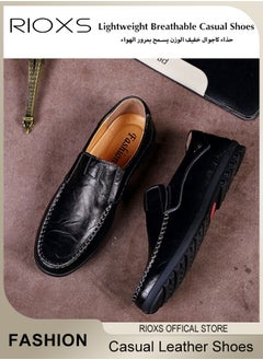 RIOXS Mens Business Formal Shoes, Faux Leather Shoes, Round Toe Fashion Oxford Flat Shoes, Slip-on Loafers Shoes For Work And Daily Wear, Casual Penny Loafers For Men, Comfy Lightweight Driving Flats  - Image 3