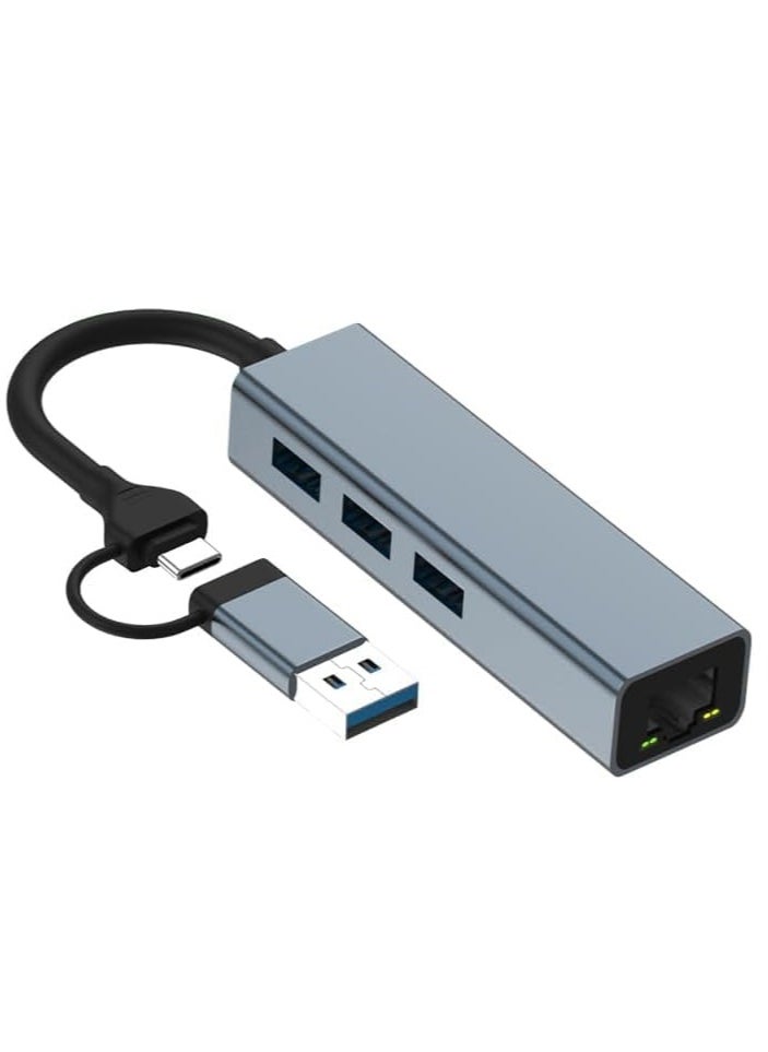 ماركة غير محددة USB نوع C 2 في 1 الى منفذ LAN (جيجابت) + موزع موزع USB C الى HDMI ايثرنت 3 × قارئ بطاقات SD/TF USB 3.0، متوافق مع اجهزة اللابتوب USB C وغيرها من الاجهزة من النوع C  - Image 2