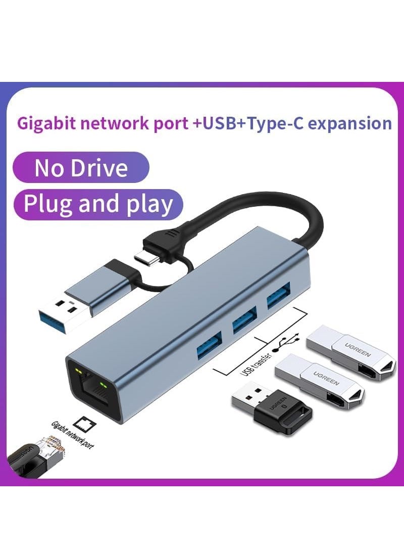 ماركة غير محددة USB نوع C 2 في 1 الى منفذ LAN (جيجابت) + موزع موزع USB C الى HDMI ايثرنت 3 × قارئ بطاقات SD/TF USB 3.0، متوافق مع اجهزة اللابتوب USB C وغيرها من الاجهزة من النوع C  - Image 5