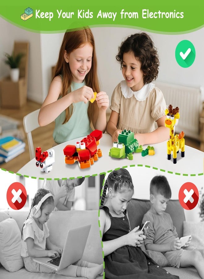 MOONTOY مجموعة مكعبات بناء كبيرة من مونتوي، 159 قطعة، للأطفال من عمر 4 إلى 8 سنوات، 9 في 1، ألعاب بناء حيوانات للأطفال، ألعاب تعليمية مع حقيبة تخزين، متوافقة مع العلامات التجارية الكبرى، هدية عيد ميلاد رائعة لمرحلة ما قبل المدرسة للأولاد والبنات - Image 4