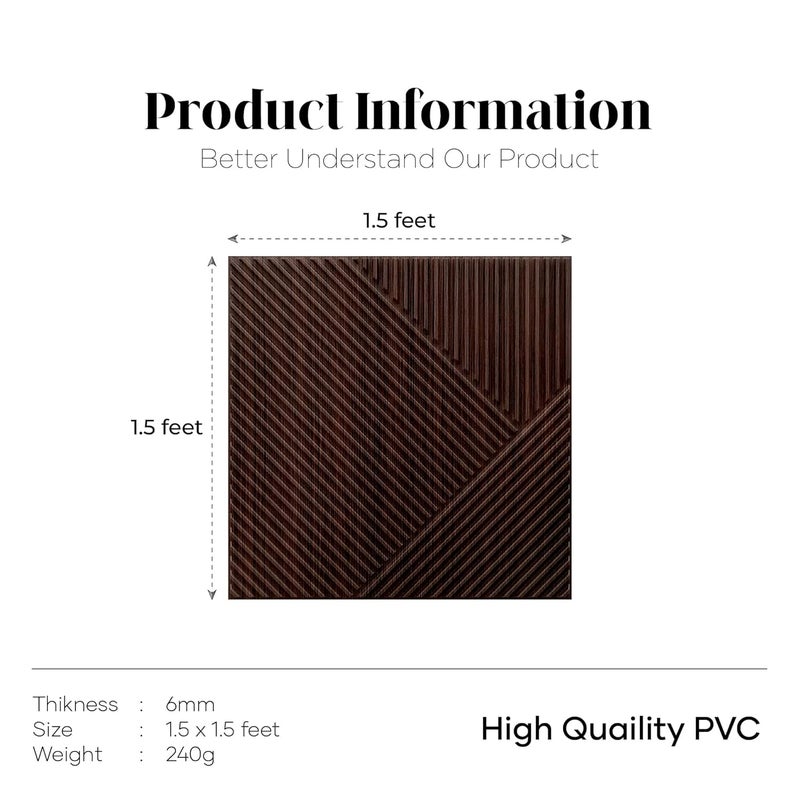 ASKCREW 3D Wood Grain Strip PVC Wall Panels for Home, Living Room, cafes (50x50 cm) (Cover Area 2.7 feet) (8) - Image 3