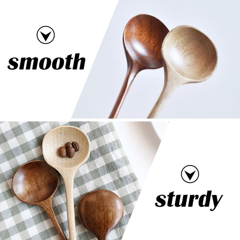 Natural Wooden Honey Mixing Spoons Set Of 4 Japanese Style Long Handle Kitchen Utils - Image 5